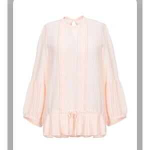 Sessun | Bonnie Blouse Top Sheer Ruffled Pleated Romantic Pastel Pink Size XS